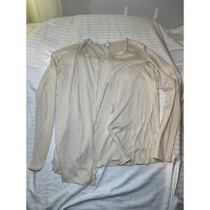 Indigo Bloom Womens 1X Cream Ribbed Long Sleeve Top Stretch Casual Soft